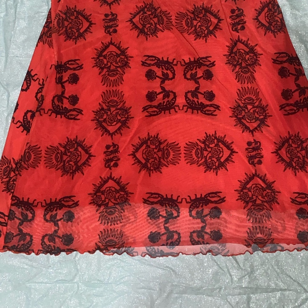 Dolls kill hoescopez scorpion red sheer, pencil skirt plus size 2X